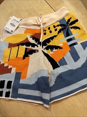 Palm Tree Graphic Knit Shorts - Multicolor